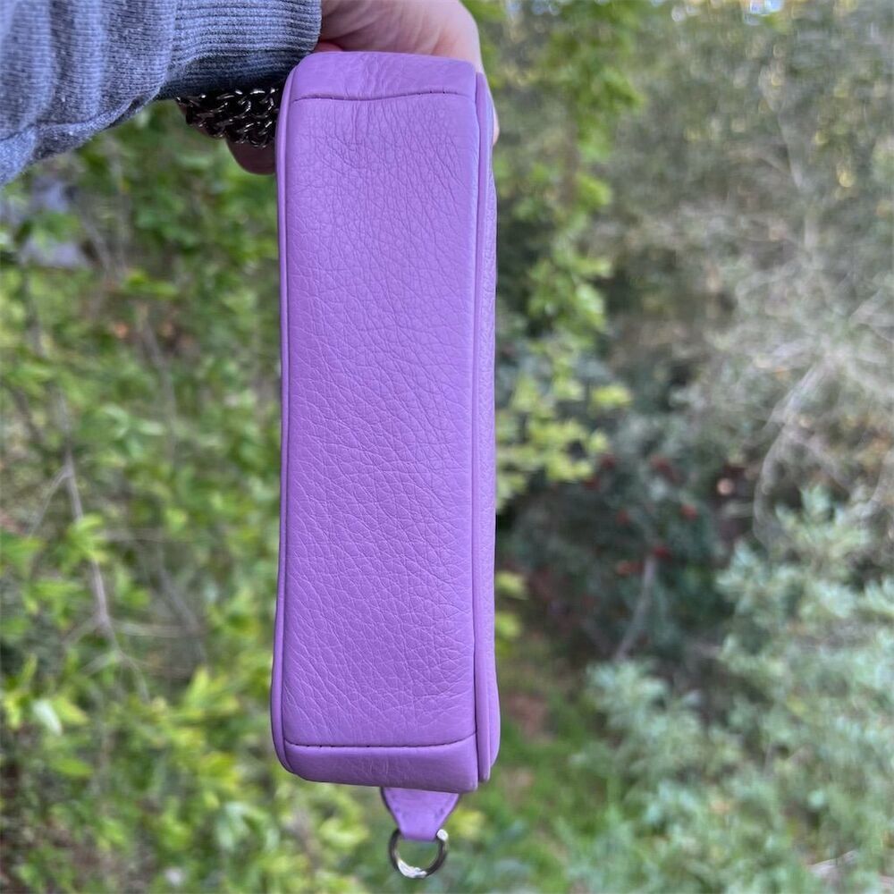 COACH Purple Pebble Leather Shoulder Bag Clutch w Silver Hardware AUTHENTIC - Picture 5 of 9